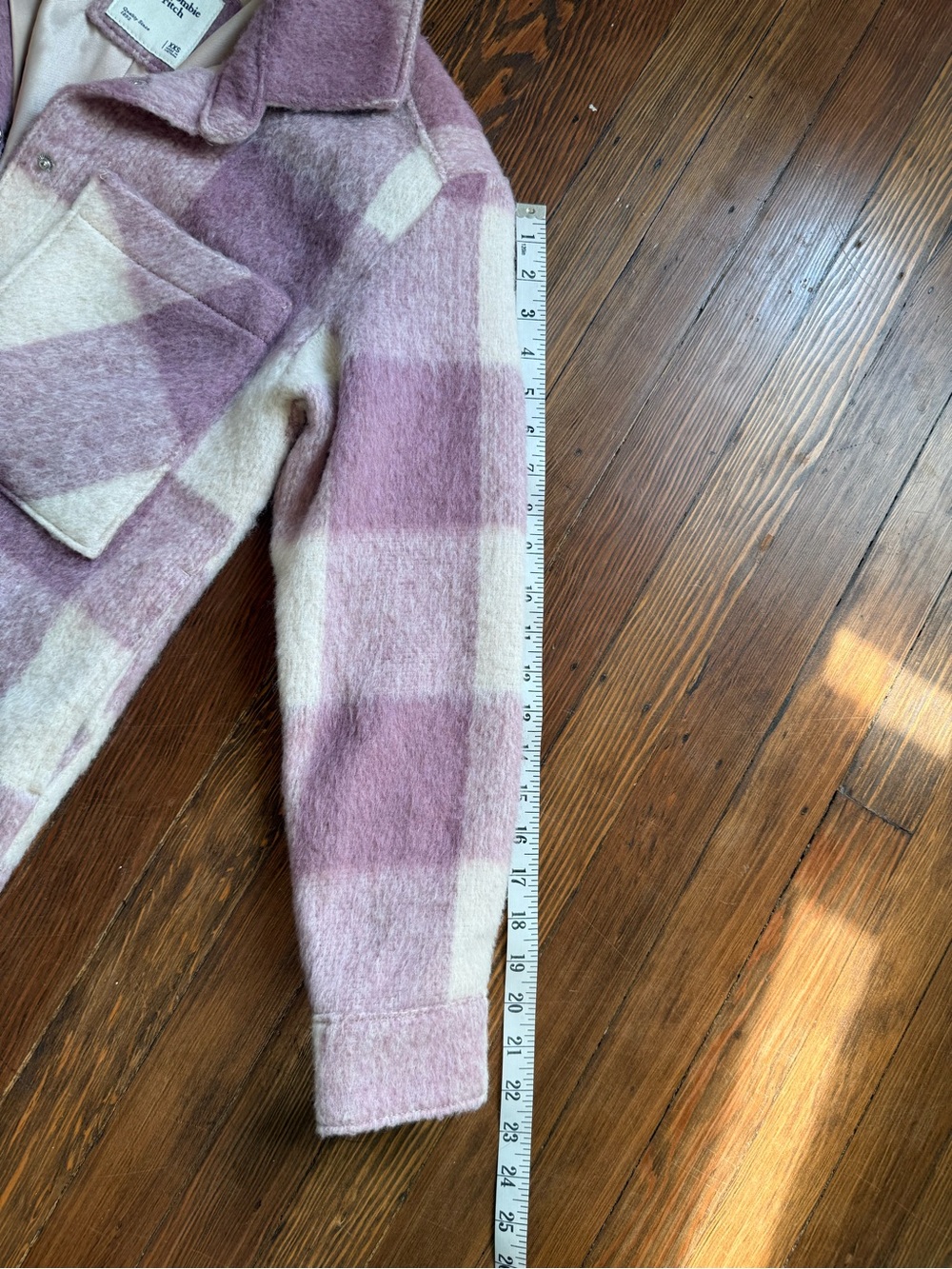 Abercrombie & Fitch Plaid Wool-Blend Pea Coat in Pink and Cream - Picture 8 of 10